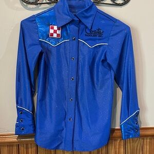 Rusty Spur Ranch Diggs Custom Blue Girls Snap Down LV detail on yokes/cuffs  M